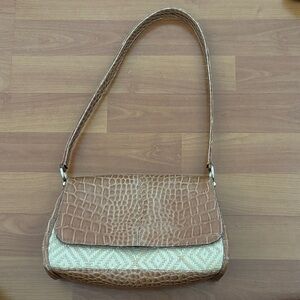 Liz Claiborne Tan Croc-Embossed Shoulder Bag